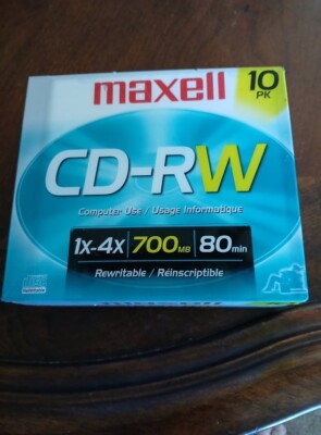 MAXELL CD-RW 10 PACK 80 MIN/1X-4X 700Mb Rewritable FREE USA SHIPPING!