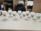 Vintage Westmoreland Beaded Edge Hand Painted Fruit Pattern Goblets 5" 8ct. BH