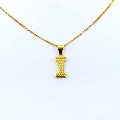 22K Solid Yellow Gold Pendant Initial Letter ''ɪ'' Genuine Hallmarked 22K Unique
