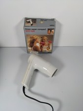 Vintage Braun super compact 1200 Hair Dryer White; Bauhaus Design. Working boxed