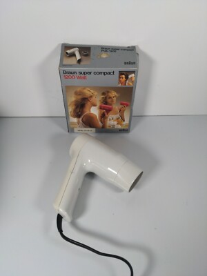 Vintage Braun super compact 1200 Hair Dryer White; Bauhaus Design