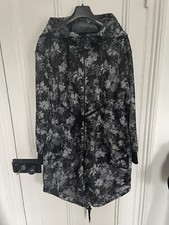 Floral Mesh Hooded Parka By Ivy Park Black And White Size Small