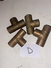 4 Pc  3/4” Copper Tee  Cast Brass New Old Stock  D