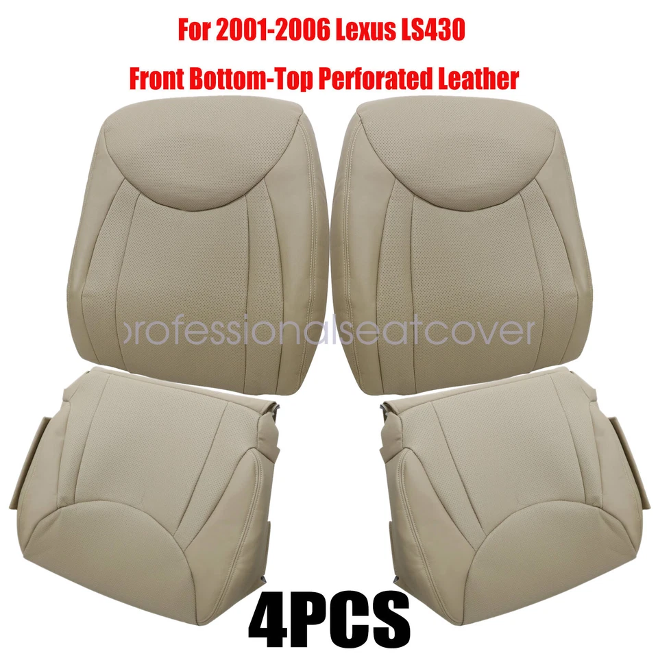 Driver & Passenger Leather Seat Cover Tan For 2001 to 2006 Lexus LS430 - Image 3 of 4