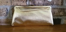 Vintage 1960s Gold Metallic Clutch with Chain Handle.