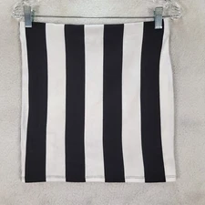Wet Seal Womens Skirt Size L White Striped Stretch Pull On NEW Light Slim Mini