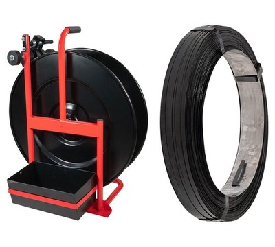 Steel Banding Strapping Kit 1/2''x3080' Black Banding Coil w/Dispenser 1100lbs BS