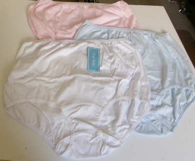 #ad 3 Dixie Belle by Velrose 100% Cotton Briefs White Pink Blue Size 8 Style 410 $22.95