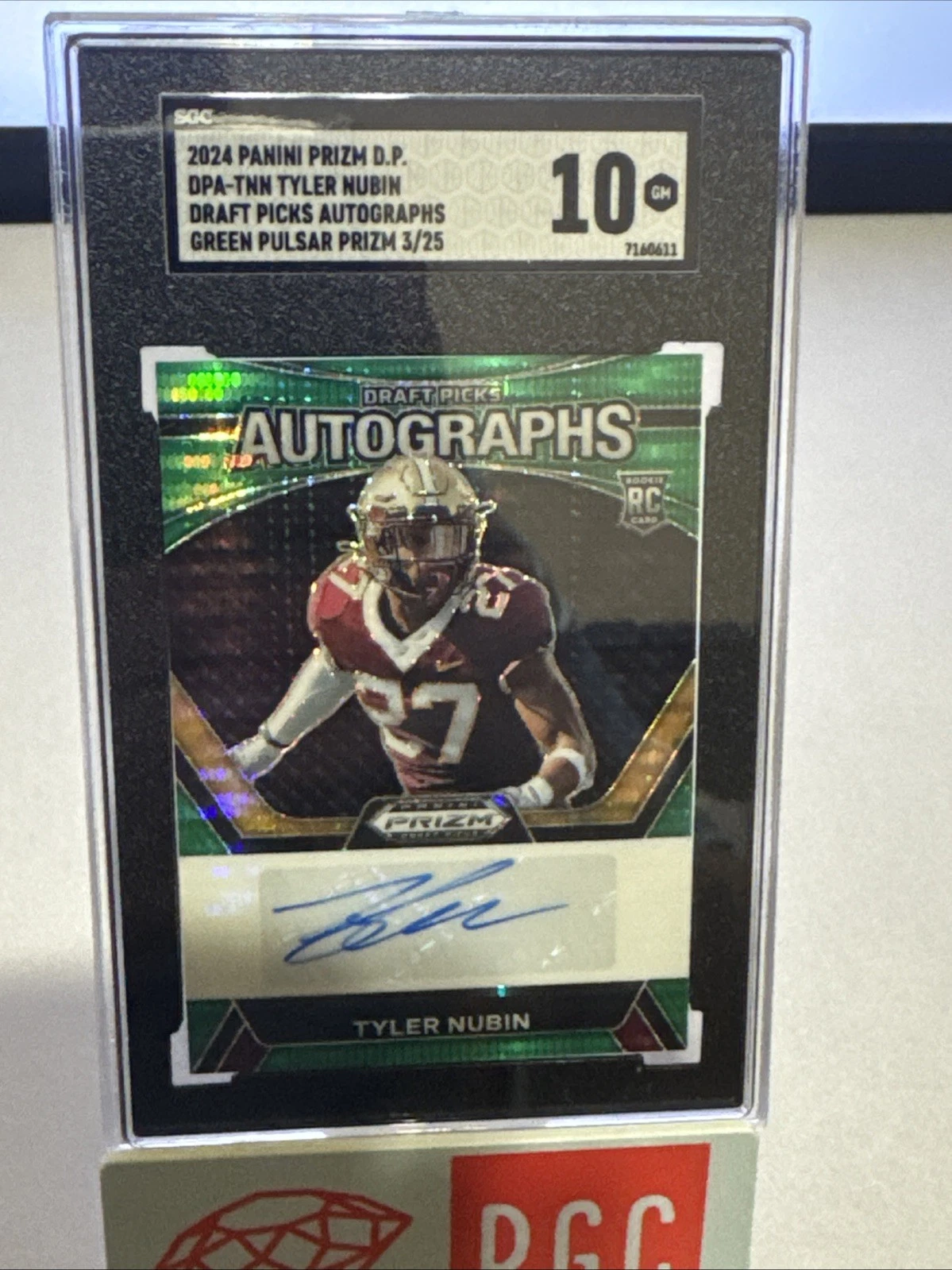 Tyler Nubin Panini Prizm Draft Picks Draft Picks Autographs #DPATNN Green Shimmer