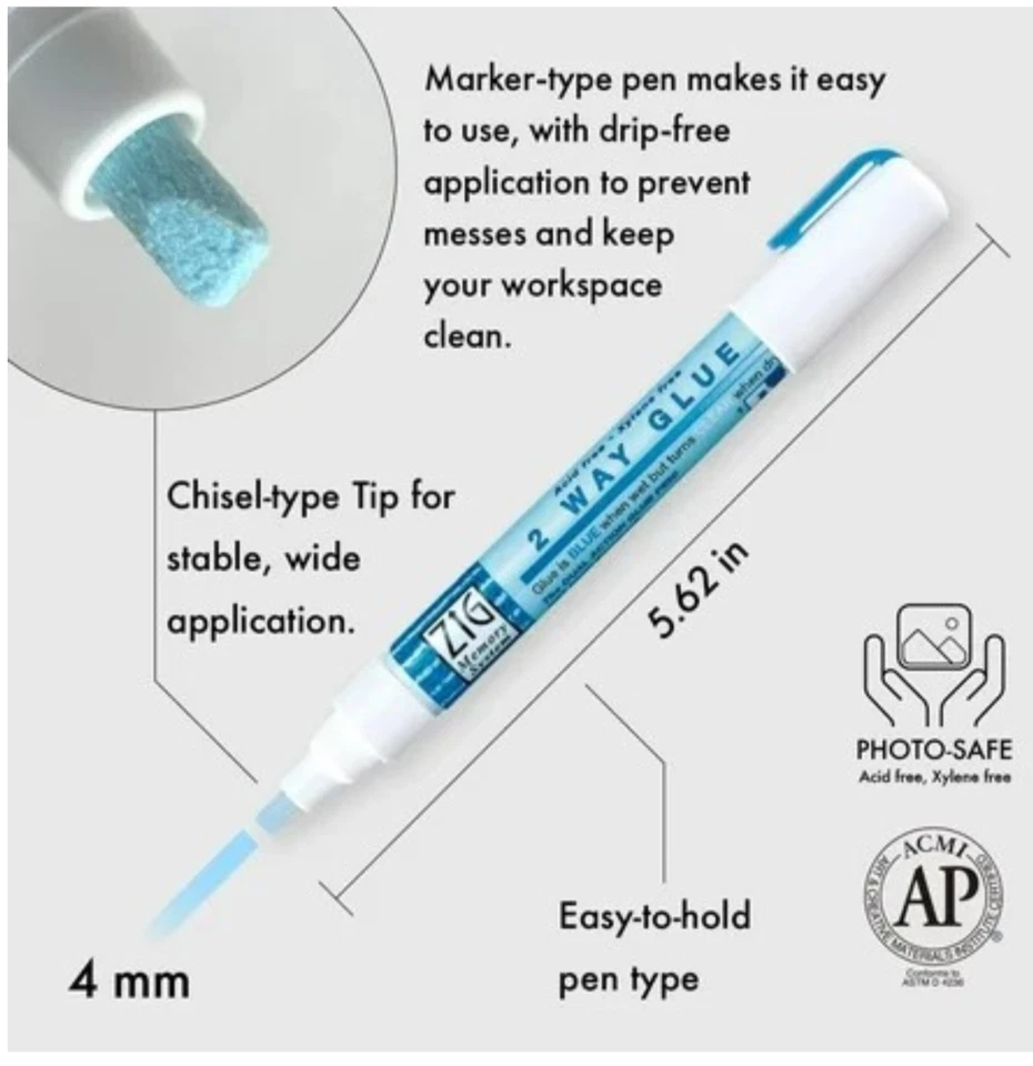 Paquete de 12 bolígrafos adhesivos punta cincel Kuretake Zig 2 vías 4 mm doble acción sin ácido Japón Foto 2 de 4
