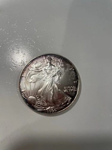 1999 American Silver Eagle Dollar 1 oz .999 Fine Coin Round Bullion-Light Toning