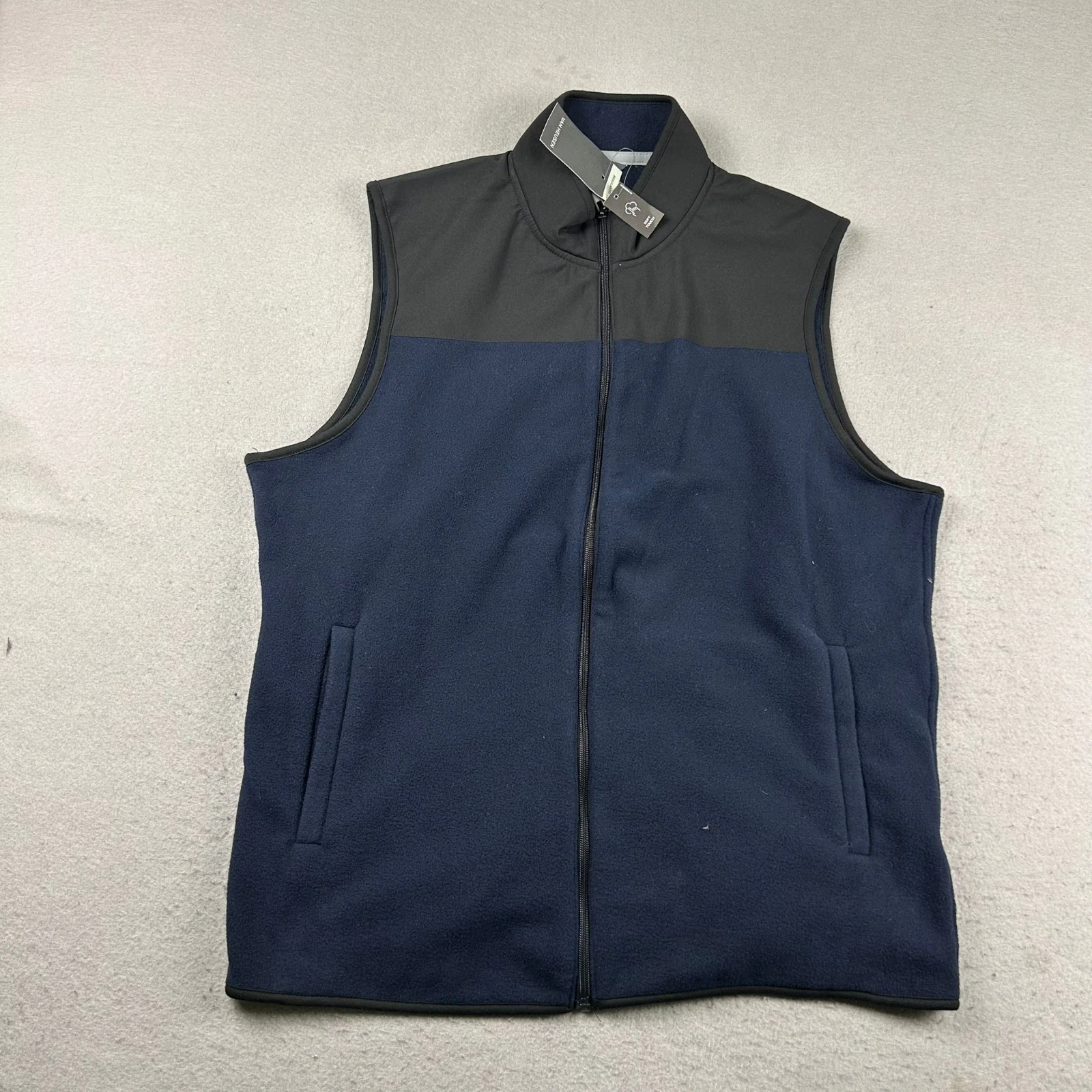 Van Heusen Vest Mens Large Blue Fleece Full Zip Lightweight Sleeveless NWT