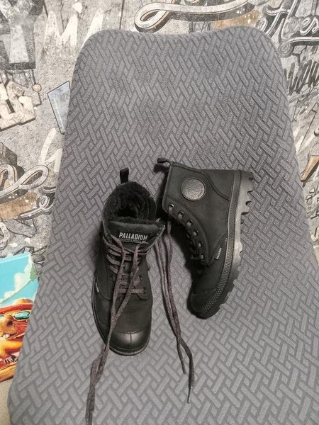 Women Palladium Boots Black Leather 35.5