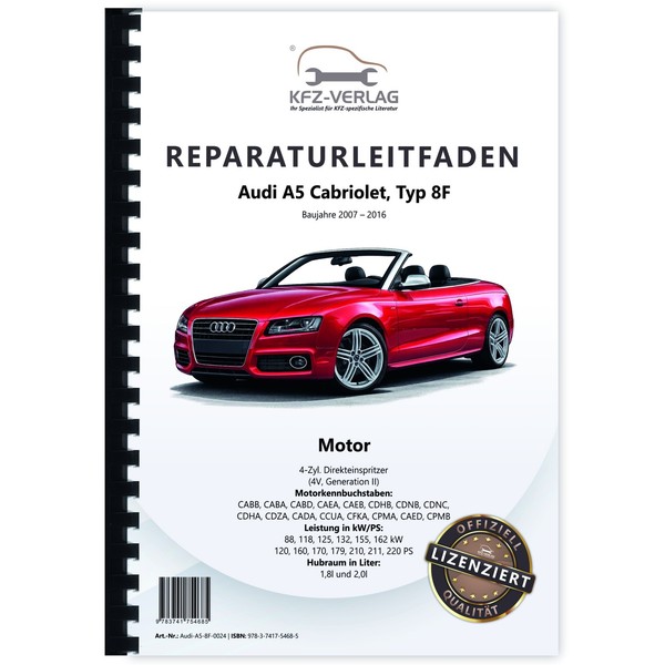 Audi A5 Typ 8F 2009-2016 4-Zyl. Benzinmotor 120-220 PS Werkstatthandbuch-image