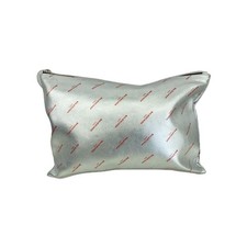 Balenciaga Leder Clutch Tasche Silber Logo Print Vintage Authentisch