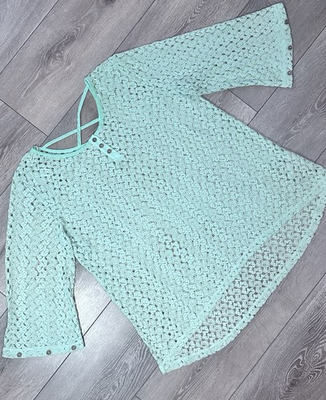 #ad #ad Simply Noelle Mint Green Crochet Flare Sleeve Top Women’s XXL Boho Coquette $11.79