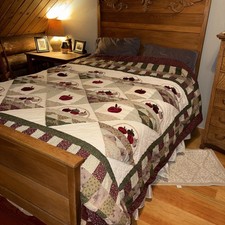 Vintage Handmade patchwork quilt unique Quilt Country Cottage Queen King 88 X 94