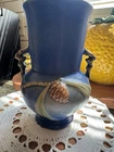 Near Mint  Roseville Pottery Pine Cone Vase Urn Blue Pinecone Gorgeous