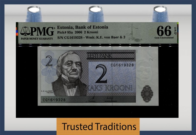 TT PK 85a 2006 ESTONIA BANK of ESTONIA 2 KROONI PMG 66 EPQ GEM UNCIRCULATED