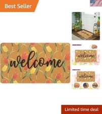 Floral Tulip Non-Slip Doormat for Indoor  Outdoor Use - 17 x 29 Inches