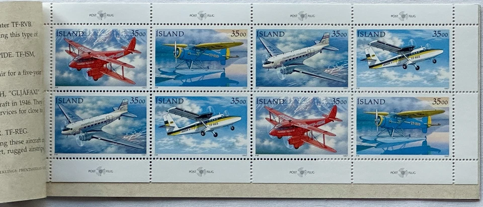 Iceland Post Prestige Booklets Mail Planes Transport Vehicles Postage Stamps - Image 3 of 4