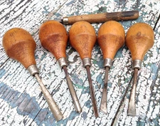 5 piece vintage Miller Falls set No 107 + 1 other wood carving tool chisel
