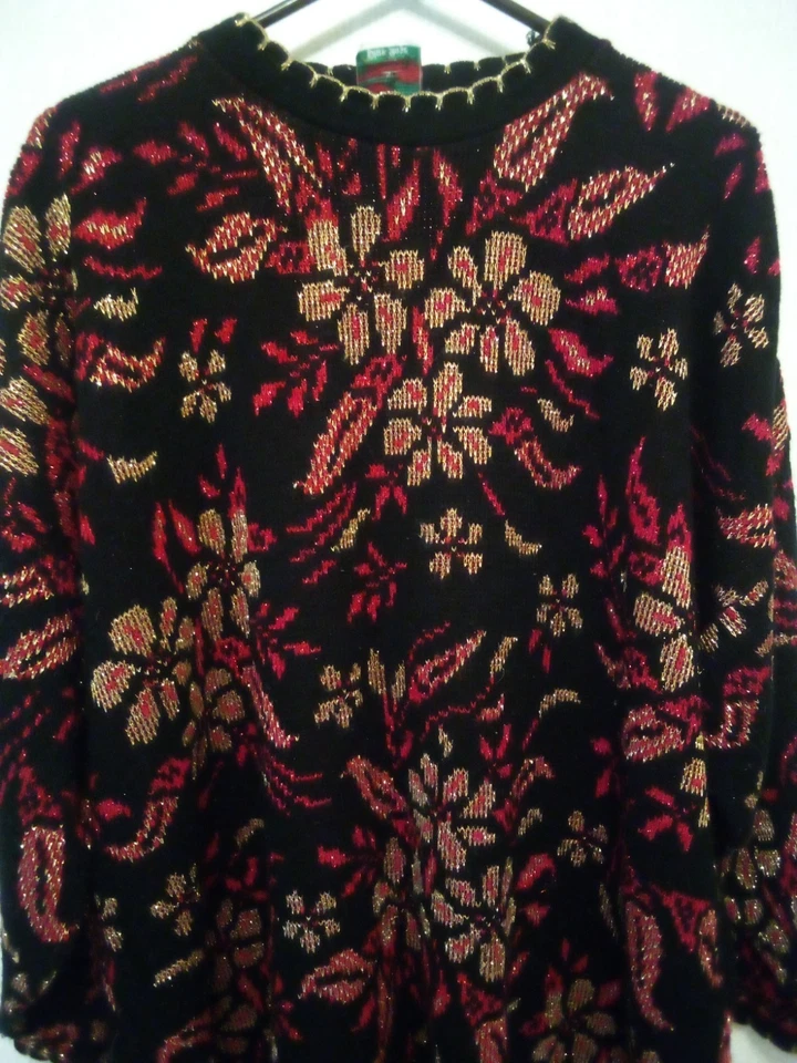 Suéter Pullover Cascanueces Vintage Años 80 90 Floral Navidad Talla Grande 2X Foto 2 de 4