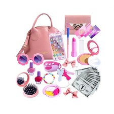 Kids Pretend Makeup Kit Toy Set Ages 3-6 Pink Cosmetic Play Set Purse New