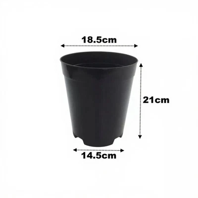 OAKLAND GARDENS 4 Litre Deep Rose Plant Pots Tall Root Black Plastic Flower Pot Strong Qty = 20