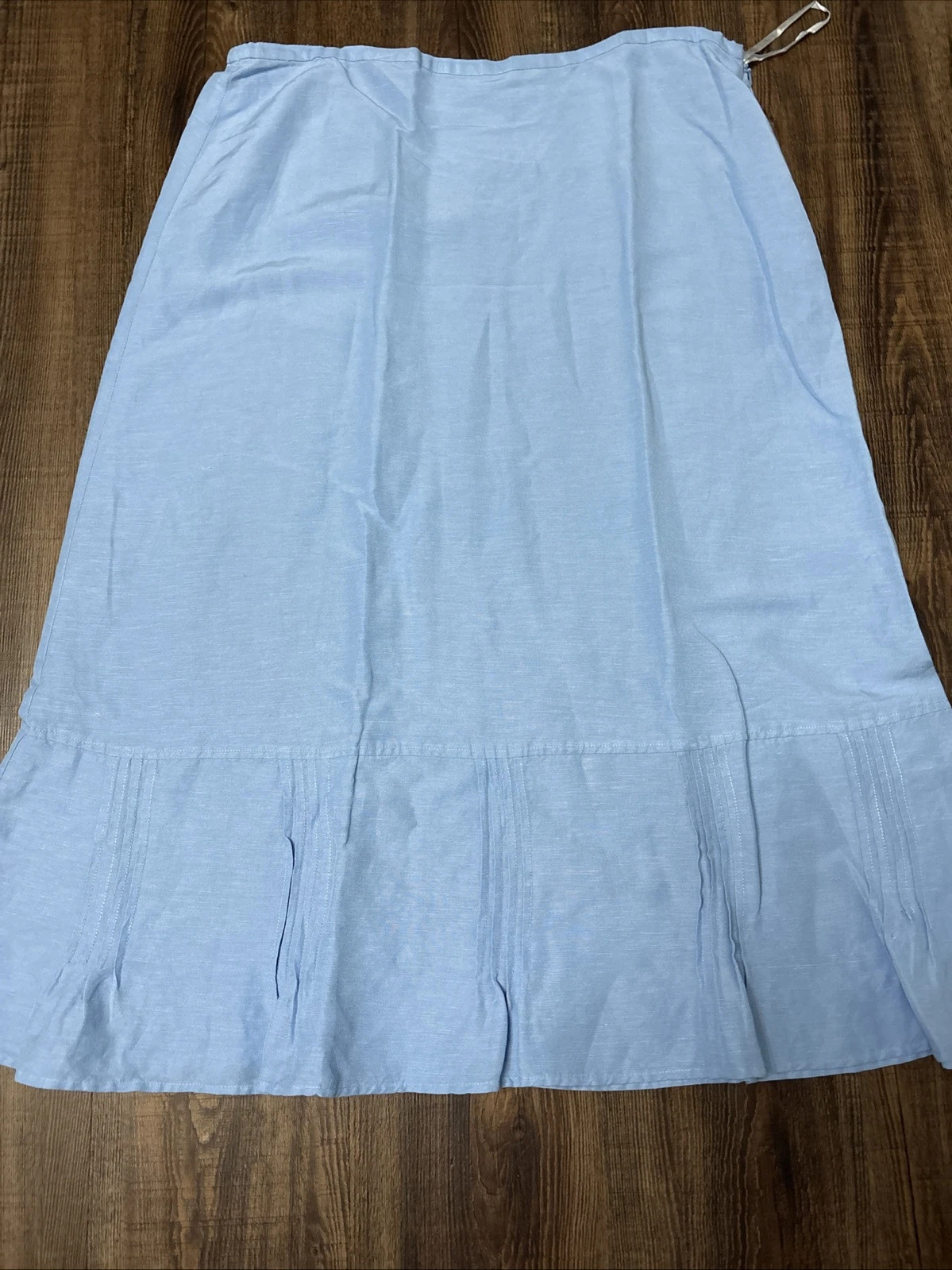 VTG Marsh Linen Maxi Skirt Women XL Light Blue Lagenlook Peasant Boho Fairycore