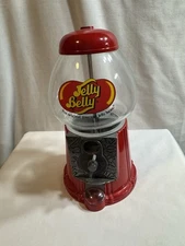 Jelly Bean 11 Candy Gum Ball Dispenser Coin Operated Red Metal Glass