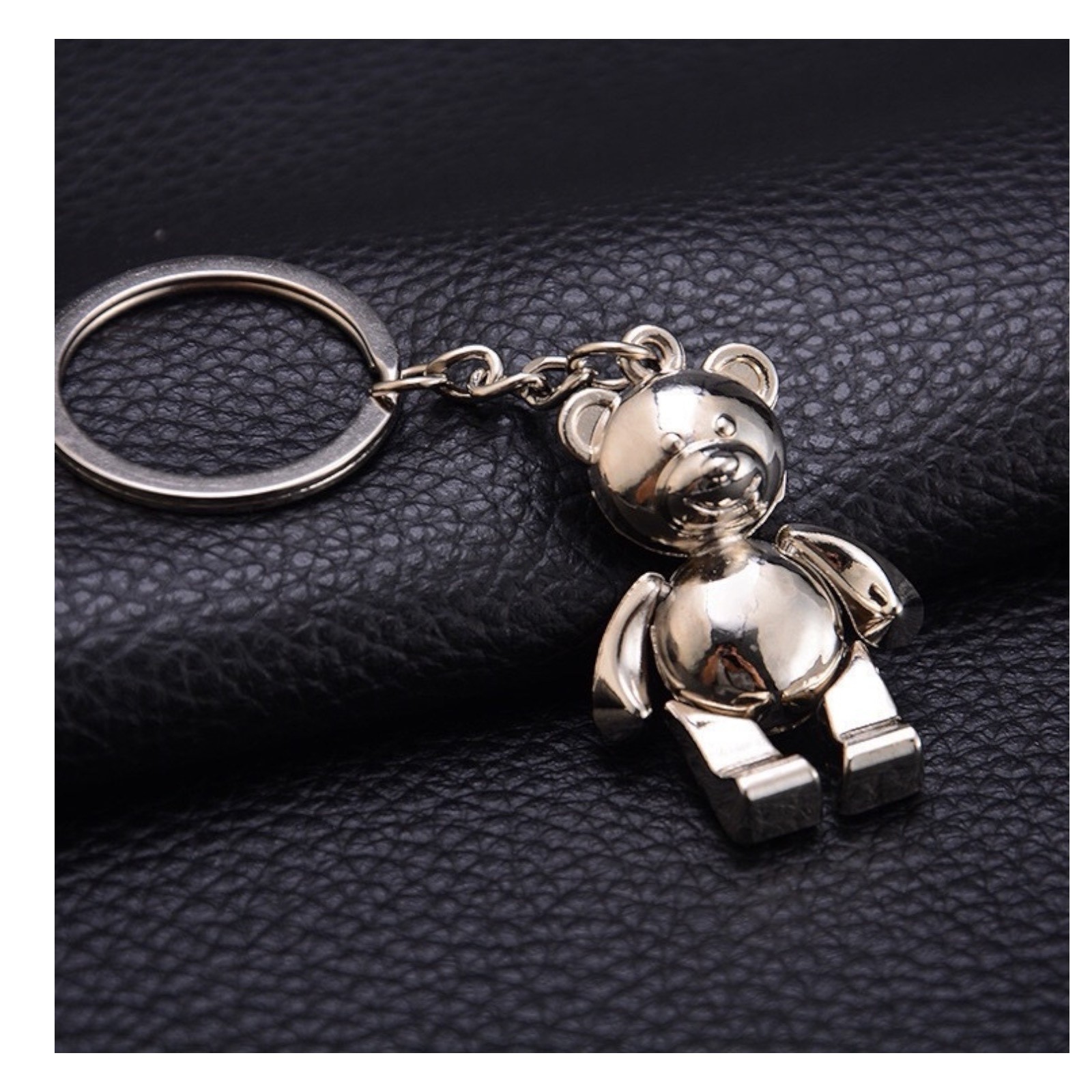 Cute Mini Metal Car Teddy Bear Key Ring Chain 3D Keyfob Keychain ...