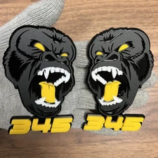 Gorilla Badges Emblem Roaring Yellow Eye Alpha for 345, Ape Fender Angry Black