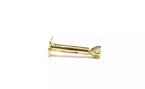 Sparkle 2.6 mm NATURAL Round DIAMOND Nose Pin Stud 18K Yellow Gold E/SI1 Grade - Picture 6 of 9