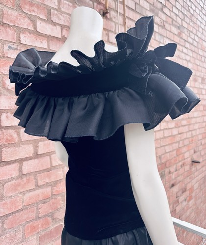 YVES SAINT LAURENT YSL Vintage Años 70 Negro Terciopelo Falda Pantalones Conjunto a Juego 40 S🖤 - Imagen 11 de 24