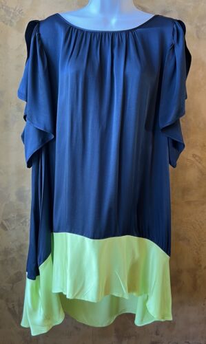 Maeve Anthropologie Tunic/Dress Back Tie Navy& Green XL  NWT Retails $128 - Picture 1 of 13