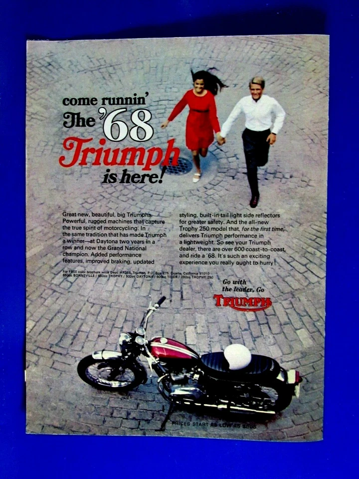 1968 Triumph 250 Come Runnin The 68 Triumph Is Here Original Print Ad 8.5 x 11" - Image 4 of 4