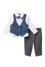 Infants Nautica Polka Dot Velvet Vest, Shirt  Bow Tie,  Pants Little Boys 