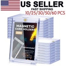 10-60pcs Magnetic Trading Sports Card Holders 35pt One-Touch Hard UV Protection