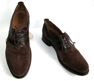 Jb Rautureau Schuhe Schnürsenkel Leder Wildleder & Python 42>43 Top Zustand