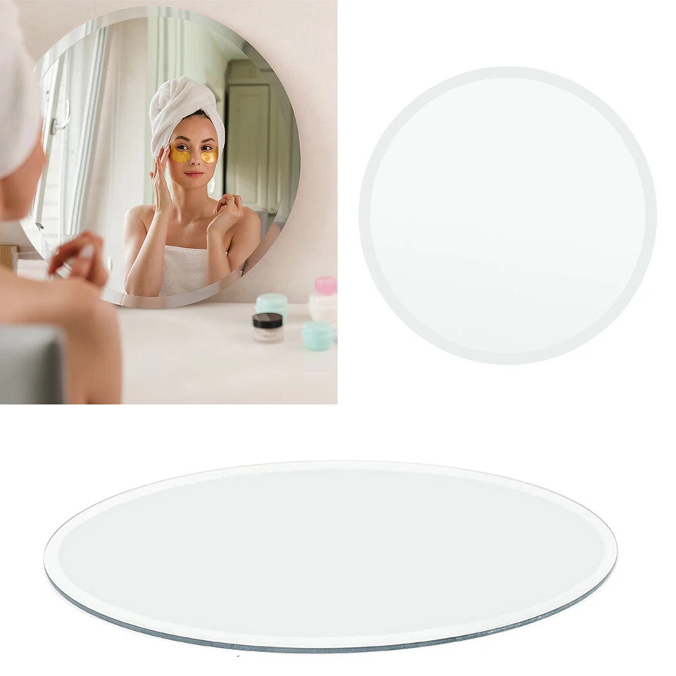 Round Frameless Mirror Wall Mounted w Bevelled Edges Bathroom Bedroom LivingRoom - Image 4 of 4