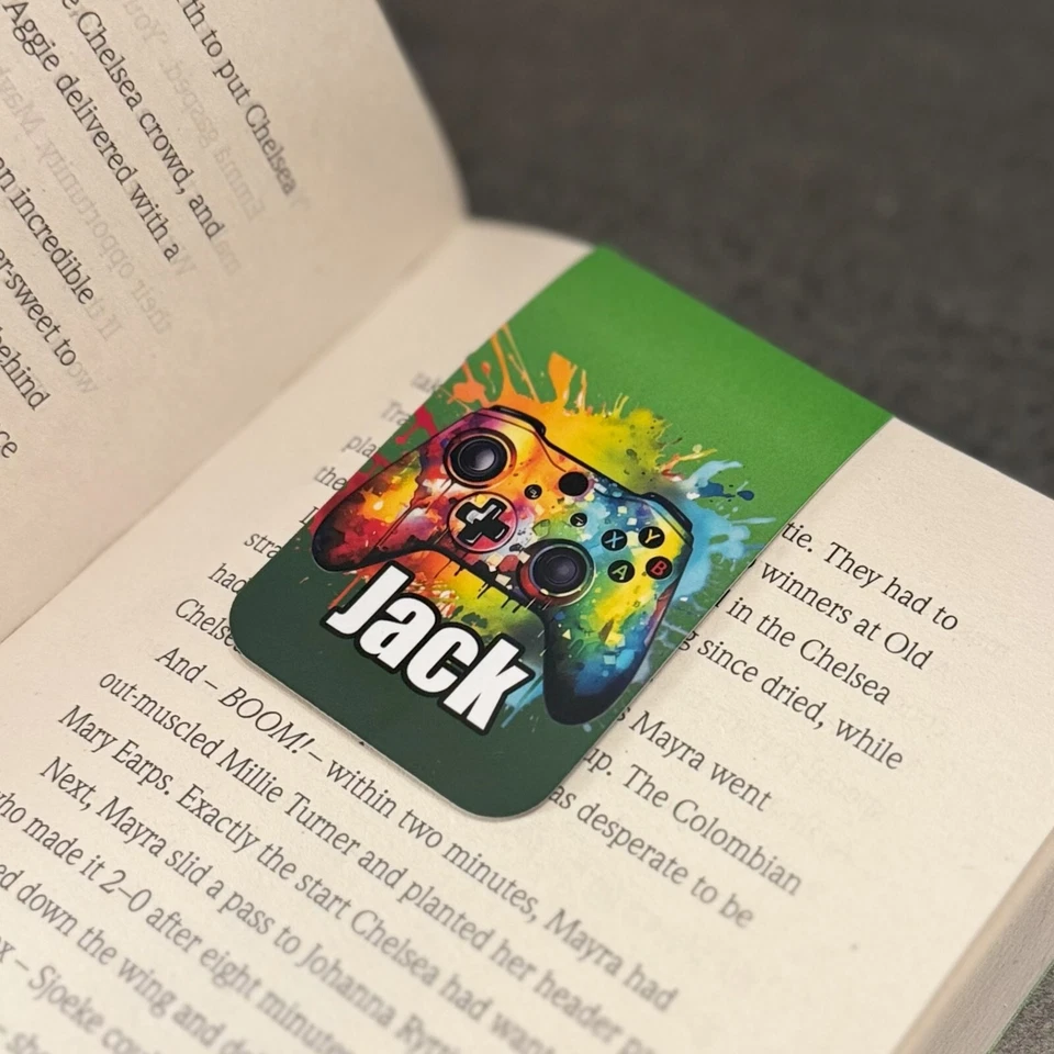 4YOURHAPPINESS Personalised Magnetic Bookmark Gaming Fan Gift For Kids Book Lover Bookworm