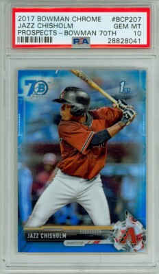 JAZZ CHISHOLM 2017 Bowman Chrome Blue Refractor PSA 10 GEM MINT 