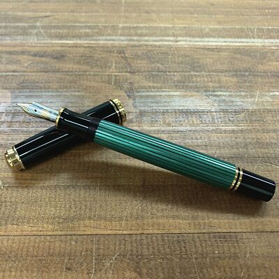 Pelikan Souveran M600 green stripe Fountain Pen F Nib | eBay