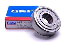 NEW SKF 6303 ZZ DEEP GROOVE BALL BEARING, METAL SHIELDED 17x47x14 mm.