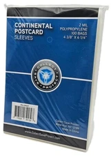 (100) CSP Continental Size Postcard Sleeves 4 3/8" x 6 1/4" For Larger Postcards