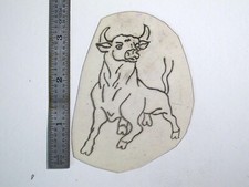 vtg 1960s 70s Tattoo Flash acetate stencil Animals Bull AN1
