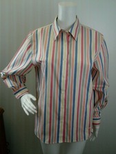 ORVIS Womens Sz 10 Wrinkle Free Button Front Casual Striped Sporting Colorful