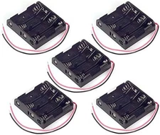 5 Pack AA 4 Battery Holder w Wire Leads, Lead - 6" Long, 2.27" x 0.59" x 2.44"