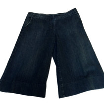 Trina Turk Womens Mid-Rise Bermuda Shorts Sz 6 Denim Blue Stretch Zip Hook Front